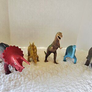 Lot Of 5 Vtg 1980s Hard Plastic Dinosaur Figures 1 Dormei 3 Imperial 1 Unmarked